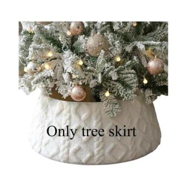 Imagem de Saia De Árvore De Natal De Pelúcia Com Listras Verticais 1pc Kit DIY D