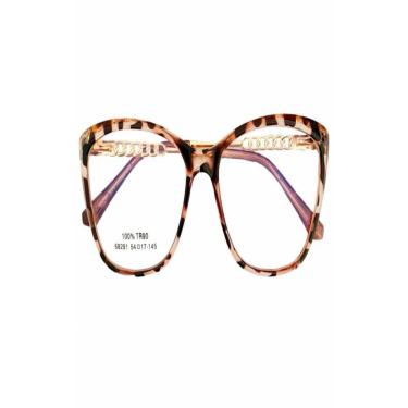 Imagem de Armação Óculos de Grau Feminina Gatinho Sophia Animal Print-Feminino