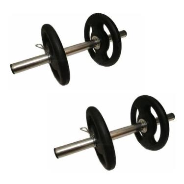 Imagem de Halteres De Barra Oca 40 Cm Com 4 Anilhas De 2 Kg