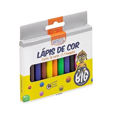 Imagem de Lápis de Cor Big Curto 12 Cores Resina Plástica Reciclada Triangular, BRW