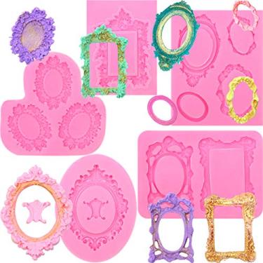 Imagem de Molde de cobertura para foto de 5 peças, molde vintage de silicone, moldes de silicone, moldes de silicone para decoração de bolos, açúcar, pasta de gengiva, chocolate, manteiga, resina, biscoitos, resina, argila de polímero