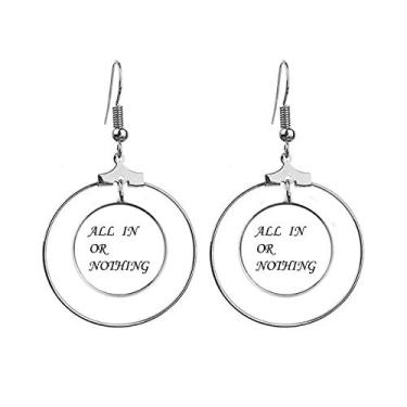 Imagem de All In Or Nothing Citações Art Deco, brincos modernos pendurados argola joias gota círculo