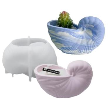 Imagem de Molde de silicone para vaso de flores, faça você mesmo, pote de concha, caixa de armazenamento de joias, molde de gesso de resina de concreto