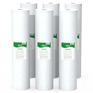 Imagem de VEGEBE Cartucho de substituição de filtro de água de 20 mícrons 50,8 cm x 11,4 cm, pré-filtros de sedimentos de 50,8 cm para filtragem de água em toda a casa, compatível com SDC-45-2020, FPMB5-20,