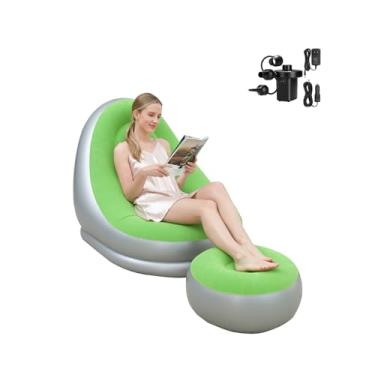 Imagem de STARBRILLIANT Espreguiçadeira inflável com bomba de ar, espreguiçadeira para sala de estar interna, quarto, viagem, acampamento, piquenique, praia, espreguiçadeiras..