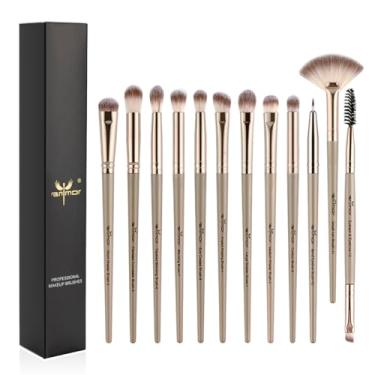 Imagem de Anmor Conjunto de pincéis de sombra, conjunto de 12 pincéis profissionais de sombra, para corretivo de delineador de sombra, cabelo sintético macio e cabo premium