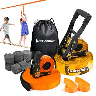 Imagem de Slackline Kit Slakcline mais longo de 19,8 m com protetores de árvores, treinador de braço e bolsa de transporte, linhas de folga para quintal para crianças e adultos