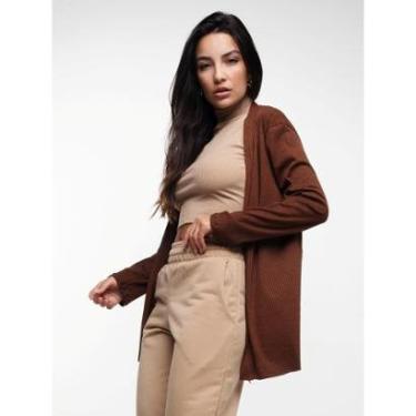 Imagem de Cardigan Kimono Canelado Longo Feminino Manga Longa-Feminino