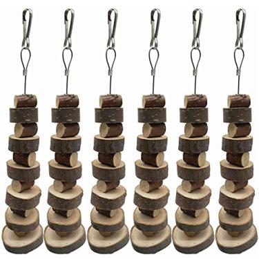 Imagem de Brinquedo mastigável para animais pequenos, gaiola de bloco de madeira de maçã natural, molares pendurados, petiscos para hamsters, coelhos, pássaros, papagaios, chinchila, porquinho-da-índia, gerbos,