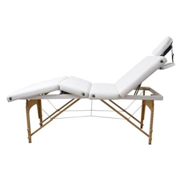 Imagem de Maca Dobrável Madeira 250kg Estética Massagem Portátil Cor Branca - Gold - Modelo 4 Seções 1,90x70cm
