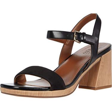 Imagem de Naturalizer Sandálias Femininas de Salto Rosa, Couro preto, 7.5 Wide