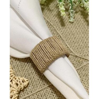 Imagem de Kit 6 Peças Anel Prendedor Porta Guardanapo Fios de Rami Elegance Mesa 6 Lugares