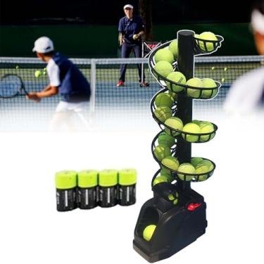 Imagem de Máquina De Lançamento De Bola Automática Inteligente,Máquina De Bola De Tênis, com lançador de bolas giratório,4 níveis de força, 3 frequências de lançamento, lançador de bolas para iniciantes