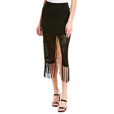 Imagem de Ramy Brook Saia midi feminina de crochê Codey, Preto, P