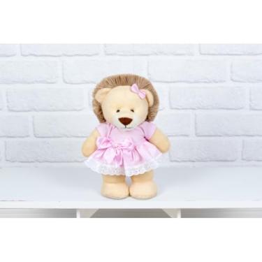 Imagem de PELUCIA SAFARI LEÃO AMORE 25 CM - PARA DECORAÇÃO/VESTIDO COM LESE (rosa liso)