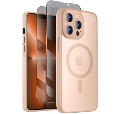 Imagem de Symcele Capa projetada para iPhone 13 Pro, compatível com MagSafe, com protetores de tela de privacidade X2, [proteção da câmera] [proteção contra quedas militares] capa de telefone à prova de choque,