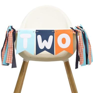 Imagem de Banner de uma cadeira alta - Decorações de festa de 1º aniversário para meninos, 1ª guirlanda de cadeira alta, decoração de festa de jogo de desenho animado de bebê, programas de fita de filhote de