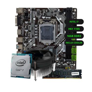 Imagem de Kit Upgrade Intel Core i7 Placa Mãe H61 Memória Ram 8GB DDR3