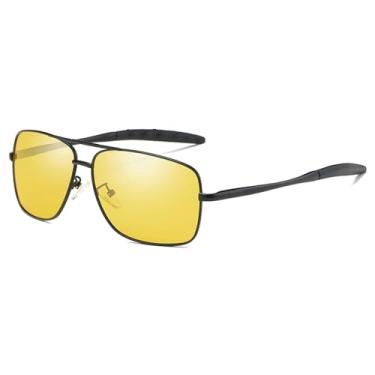 Imagem de VFDHN Óculos de sol polarizados Uv400 masculinos e femininos com visão noturna e armação de metal para dirigir e pescar (visão noturna preta)