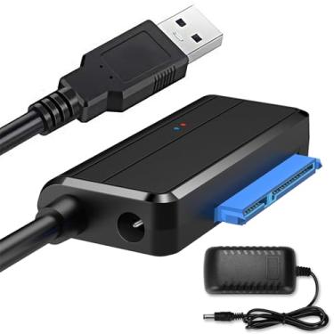 Imagem de EYOOLD Cabo adaptador SATA para USB 3.0, conversor de disco rígido SATA 3.0 para 2.5 3.5 SATA para transferência de dados SSD/HDD, com adaptador de alimentação 12V/2A, compatível com UASP, preto