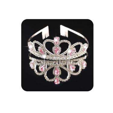 Imagem de Yheahin Tiara de princesa de cristal prata com pentes elegante strass, coroa de rainha, noiva, casamento, formatura, festa de aniversário, acessório de cabelo para meninas, crianças e mulheres
