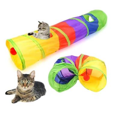 Imagem de Tunel de Gato Brinquedo Pet Animais Bolinha Coelho Interativo Retratil