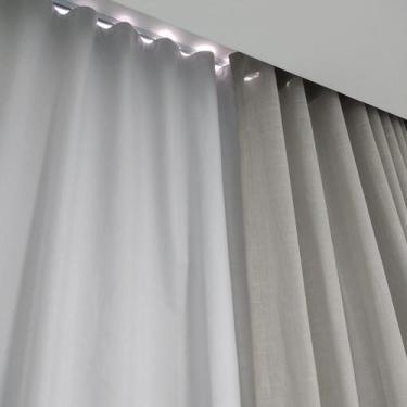 Imagem de Cortina Voil De Linho Com blackout 100% Trilho Suíço Duplo 7,50x2,55 -