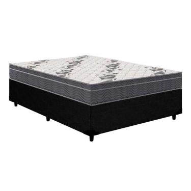 Imagem de Cama Box Casal: Colchão Ortopédico Ortobom D33/EP Anatômico Airtech 100 + Base CRC Courano Black(138x188)