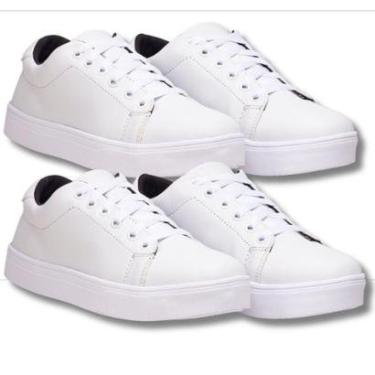 Imagem de Kit De Tênis Femininos Casuais Branco Estilo Descontraído. Estilo Skate, Balada.-Feminino