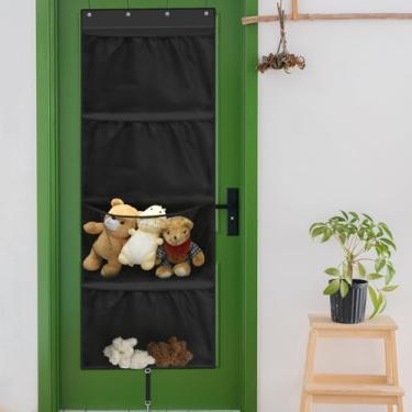 Imagem de Organizador de pendurar sobre a porta, organizador de brinquedos acima da porta, 160 cm x 58 cm, armazenamento de animais de pelúcia, 4 bolsos, bolsos de armazenamento de brinquedos respiráveis