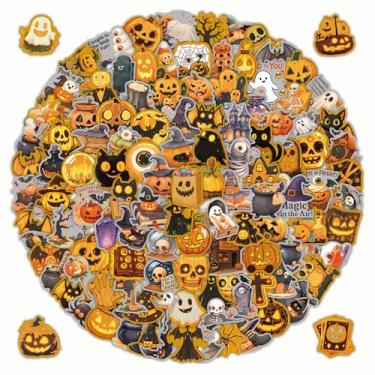 Imagem de 200 peças de adesivos de Halloween – adesivos bonitos e assustadores à prova d'água com bordas douradas e prateadas, lembrancinhas de festa, decorações, artesanato e acessórios para crianças, recheios