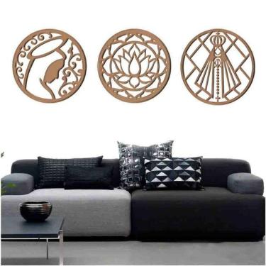 Imagem de Kit 3 Mandalas Decorativas 60X60Cm Vazado - Mdf