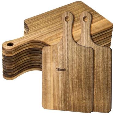 Imagem de Tábua de corte Zubebe Acacia Wood 13x7cm com alça 12 peças