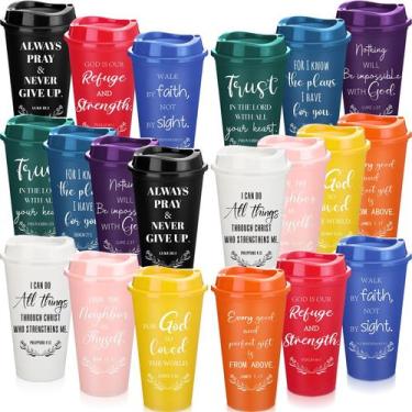 Imagem de Vasos de café Skylety con versos bíblicos, 16 oz, reutilizables, pack 