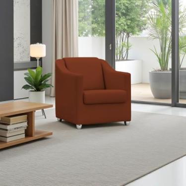 Imagem de Poltrona Para Sala Decorativa Cadeira Reforçada Para Recepção Consultório Escritório Pé Cromado - Clique E Decore (Terracota)