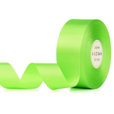 Imagem de Fita de limão, 3,8 cm, rolo de cetim de 36 metros, perfeito para scrapbooking, arte, casamento, guirlanda, embalagem, caixa de presente de aniversário, Natal, buquês de flores, laços de cabelo feitos