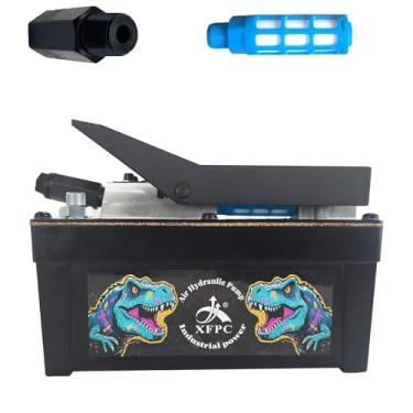 Imagem de Bomba hidráulica de ar 0,45 Gal 10.000 PSI Reservatório NPT 3/20.3 cm Saída de óleo, NPT 1/10.2 cm de entrada, bomba de pé hidráulica a ar feita de alumínio, preto