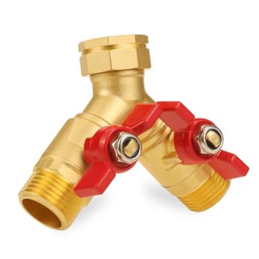 Imagem de Angry Pony Divisor de mangueira válvula resistente de 2 vias, torneira externa GHT 3/4 Conexões de mangueira de jardim de conexão rápida