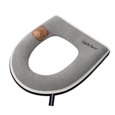 Imagem de Almofada de assento de vaso sanitário de tamanho grande, almofada de assento de vaso sanitário de verão, capa de assento de vaso sanitário lavável e respirável para a maioria dos tamanhos de tampas de