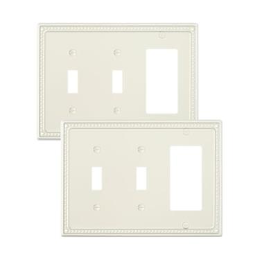 Imagem de TREEWELL Pacote com 2 placas decoradoras/interruptores de luz duplos, placas decorativas para interruptores e tampas de tomada, placas de parede de metal para tomadas elétricas