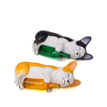 Imagem de Estatuetas Creative Corgi Dog Sleeping PVC Garden Sculpture