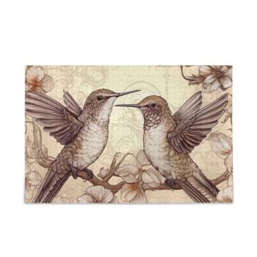 Imagem de WELLDAY Quebra-cabeça vintage pássaros 500 peças grande jogo de arte para adultos adolescentes