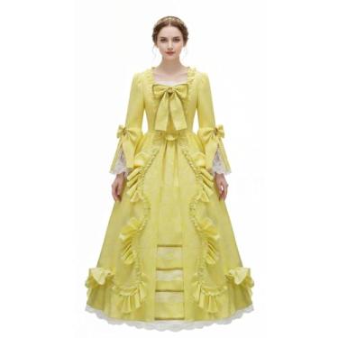 Imagem de Mayerilby Vestido de baile de fantasia de Maria Antonieta, vestido rococó vitoriano do século 18 para mulheres (amarelo-verde, 2GG)