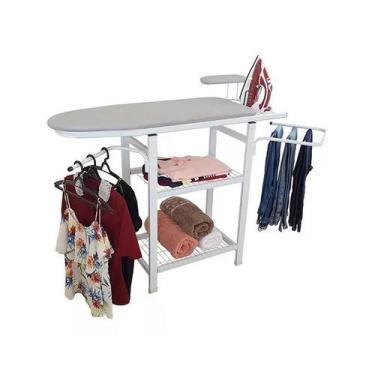 Imagem de Tábua Mesa De Passar Roupa Multiuso C/ Passa Manga Porta Calça Pratele