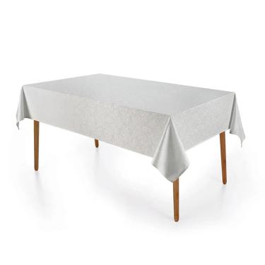 Imagem de Toalha de Mesa Blanka Jacquard Retangular - 6 Lugares - Branco - Karsten