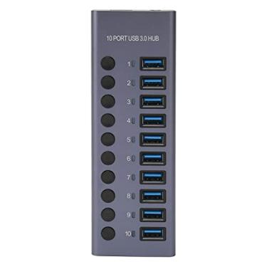 Imagem de Greensen Hub USB 3.0 de 10 Portas, 60W Hub USB de Ligações Individuais Liga/Desliga Em Liga de Alumínio, para Computador Laptop Teclado Mouse Disco Rígido Pen Drive Leitor de Cartões (plugue ue)