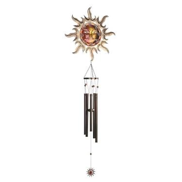 Imagem de ICE ARMOR 127 cm de comprimento pedra mística vermelha sino de vento com pequeno sol pendurado celestial sino de vento estátua escultura ornamento decoração jardim ideias de decoração