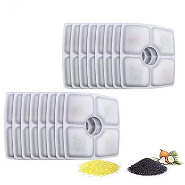 Imagem de Filtros de substituição para fonte de água para gatos automáticos de 213 g/2,5 L, dispensador de água para cães, resina de troca de íons e filtro de reposição de carbono ativado por coco para fonte de água de gato e cão (pacote com 16)
