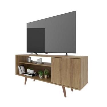 Imagem de Rack para TV até 42 Polegadas com 1 Porta Lateral MDP Amêndoa/Marmore/