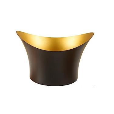 Imagem de Balde de gelo grande 9L de aço inoxidável, banheira de bebida isolada preta e balde de gelo com alças duplas, refrigerador de bebidas para festas LCE barril